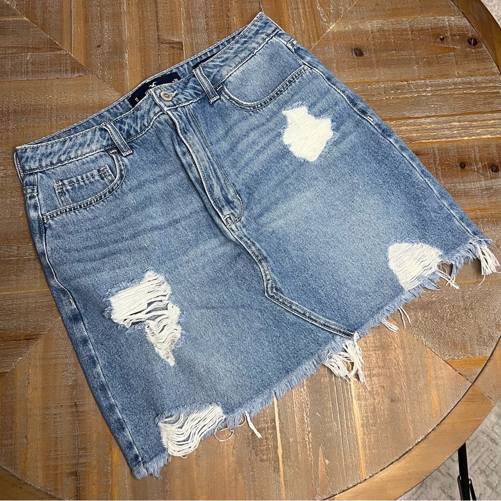 Hollister Blue Distressed Mini Skirt‎